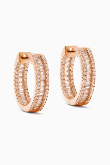 Crystal Huggies in Rose Gold-plated Silver
