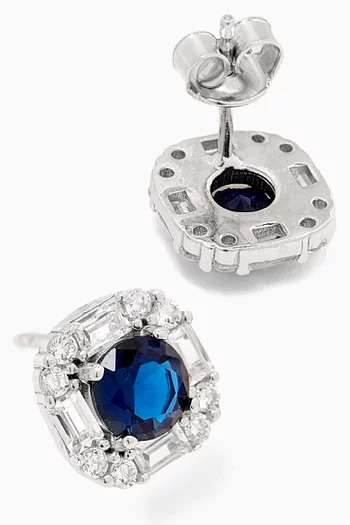 Sapphire Crystal Studs in Sterling Silver