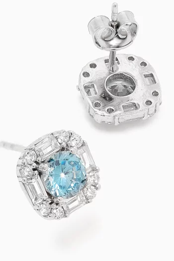 Aquamarine Crystal Stud Earrings in Sterling Silver