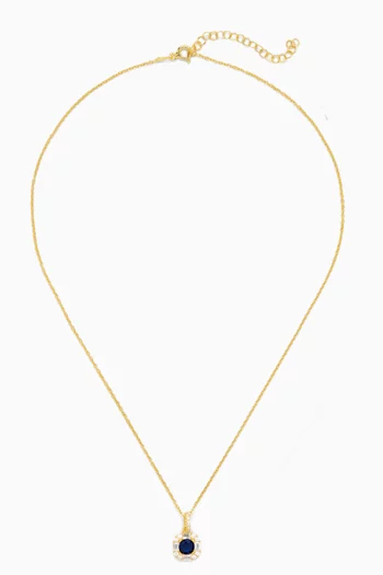 Sapphire Crystal Pendant Necklace in Gold-tone Sterling Silver