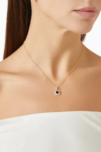 Sapphire Crystal Pendant Necklace in Gold-tone Sterling Silver