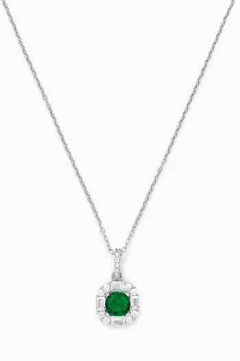 Sapphire Crystal Pendant Necklace in Sterling Silver