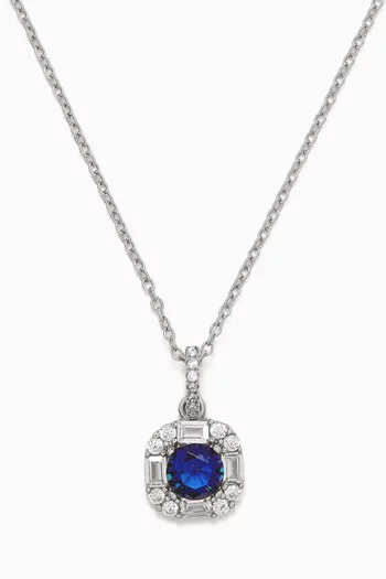 Sapphire Crystal Pendant Necklace in Sterling Silver