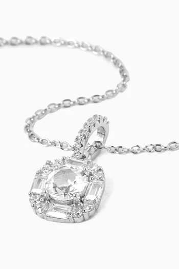 Sapphire Crystal Pendant Necklace in Sterling Silver