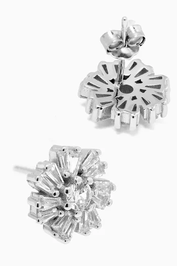 Crystal Flower Studs in 925 Sterling Silver