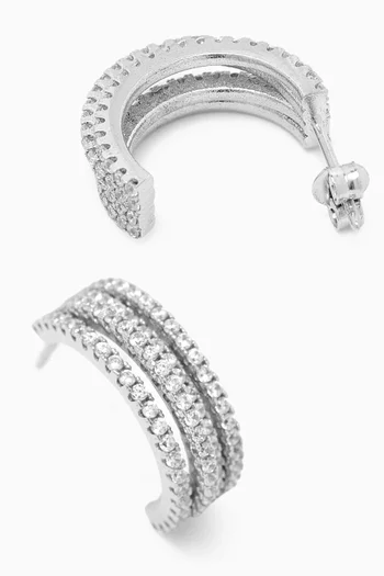 Crystal Open Hoop Earrings in 925 Sterling Silver
