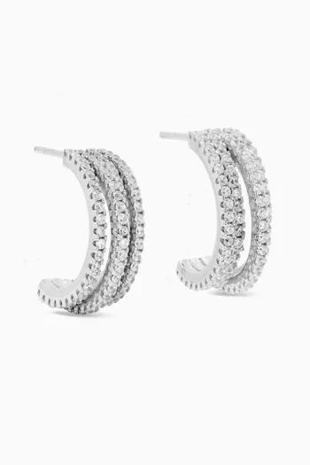 Crystal Open Hoop Earrings in 925 Sterling Silver