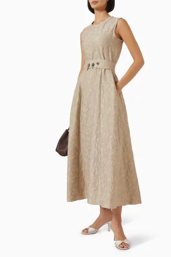 Dear Belted Midi Dress in Jacquard