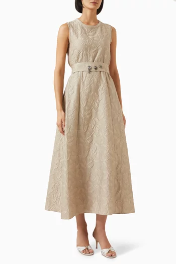 Dear Belted Midi Dress in Jacquard