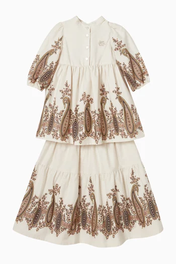 Printed Tiered Dress in Cotton