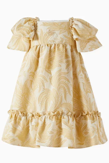 Floral Print Ruffle Dress in Cotton