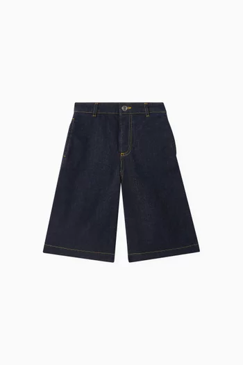 Wide Leg Denim Shorts