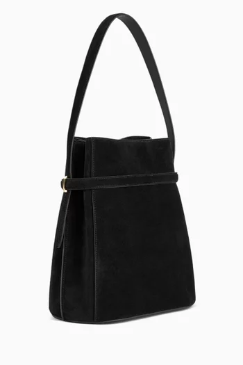 Belted Bucket Bag in Suede