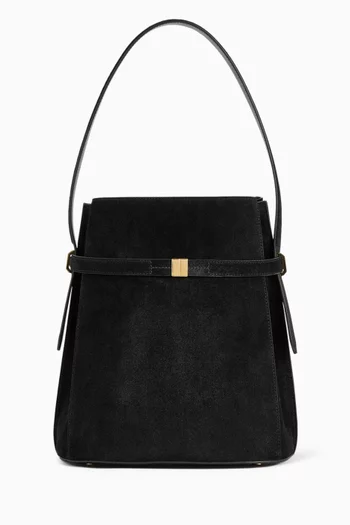 Belted Bucket Bag in Suede