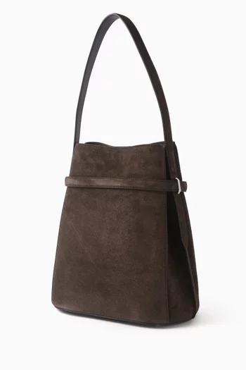 Belted Bucket Bag in Suede