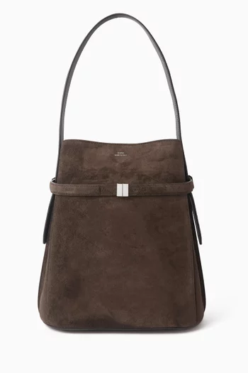 Belted Bucket Bag in Suede