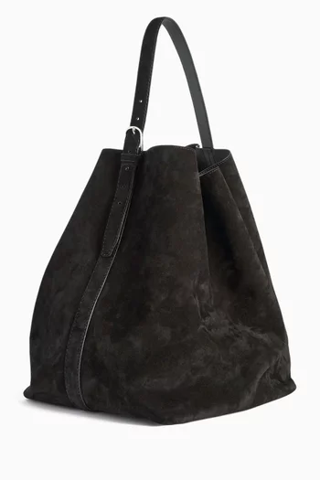 Belted Tote Bag in Suede