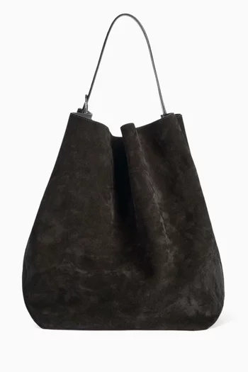 Belted Tote Bag in Suede
