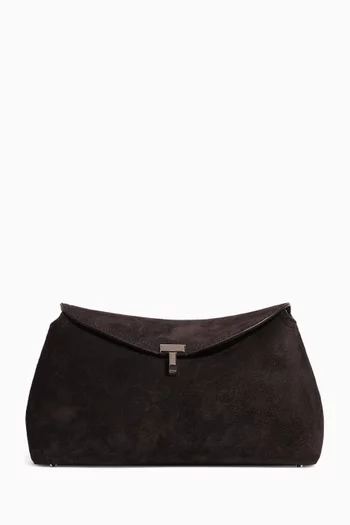 T-lock Clutch in Suede