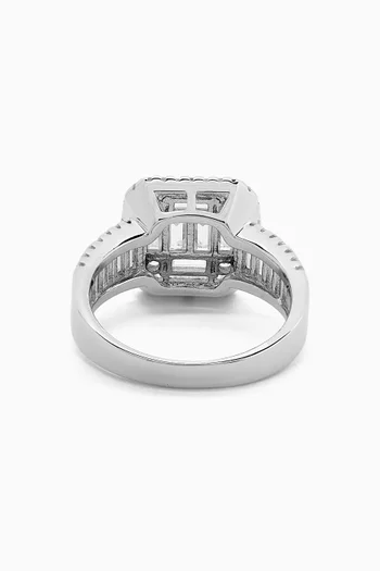 Square Crystal Ring in 925 Sterling Silver