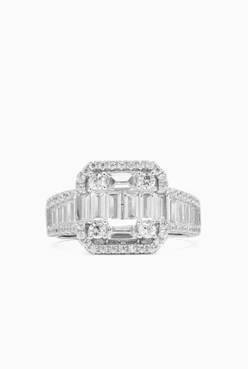 Square Crystal Ring in 925 Sterling Silver