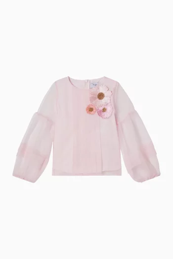 3D Floral Embroidered Blouse