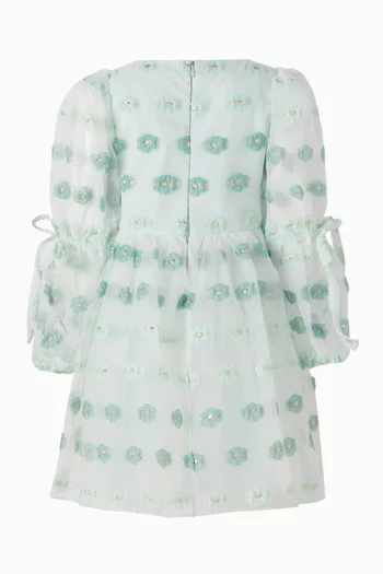Floral-embroidered Dress in Tulle