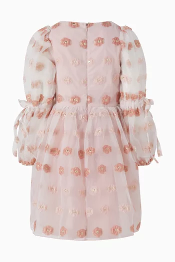 Floral-embroidered Dress in Tulle