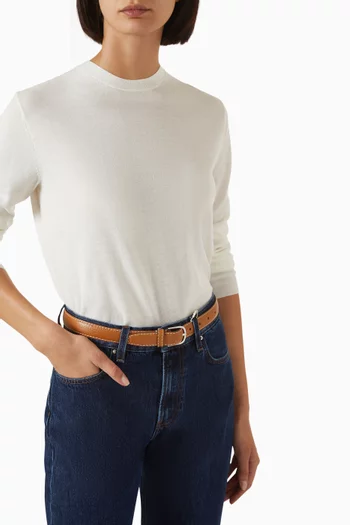 Slim Topstitch Belt in Leather