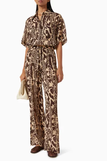 Goldie Animal-print Shirt in Semi-sheer Georgette