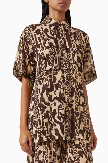Goldie Animal-print Shirt in Semi-sheer Georgette