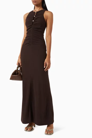Beau Gathered Maxi Dress in Good Earth Cotton