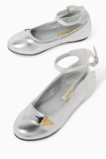 Swan Ballerinas in Faux Leather