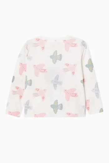 Bird-print T-shirt in Cotton