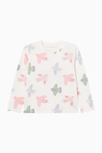 Bird-print T-shirt in Cotton