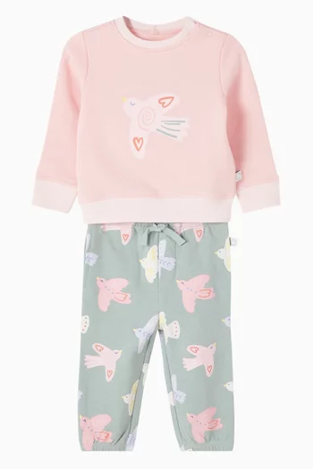 Bird-print Sweatpants in Organic Cotton