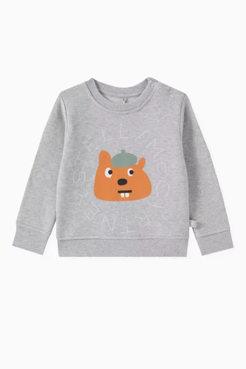 Beaver Printed Sweatshirt in Organic Cotton