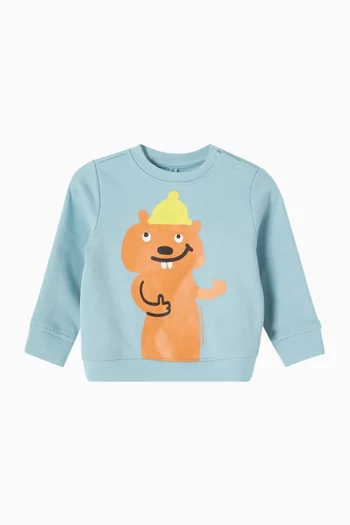 Beaver Printed Sweatshirt in Organic Cotton