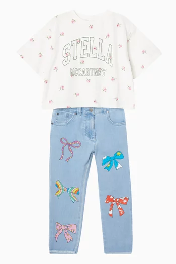 تي شيرت مزين بورود قطن