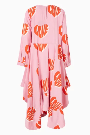 Love Printed Dress in Crepe