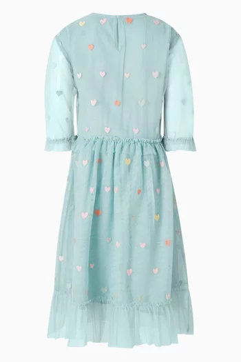 Embroidered Hearts Dress in Tulle