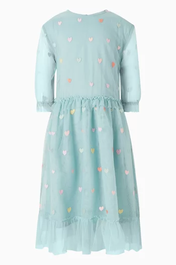 Embroidered Hearts Dress in Tulle