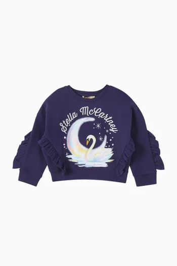 Ruffle Swan Sweatshirt in Cotton