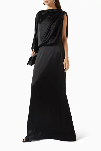Draped Maxi Dress in Satin