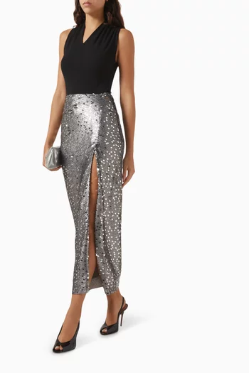 Embellished Front-slit Skirt