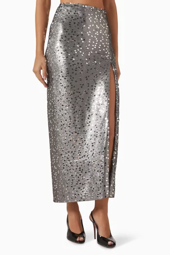 Embellished Front-slit Skirt