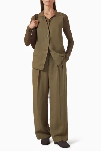 Daytona Pleated Pants in Linen Blend