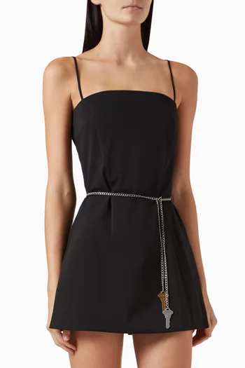 Chainlink Belted Mini Dress in Wool-stretch
