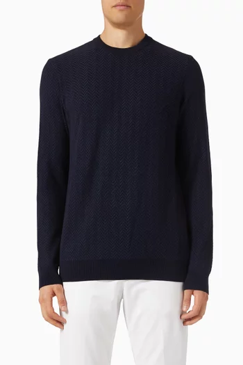 سترة بنقشة هيرنج بون صوف بكر وقطن