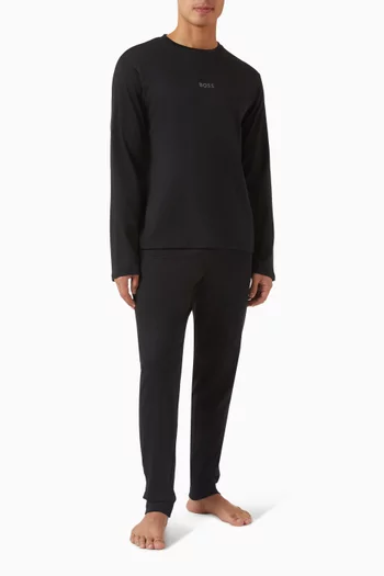 طقم بيجاما بشعار الماركة قطن